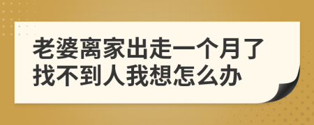 老婆离家出走一个月了找不到人我想怎么办