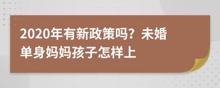 2020年有新政策吗？未婚单身妈妈孩子怎样上