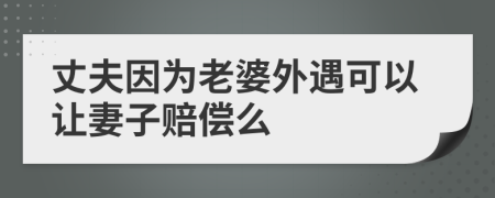 丈夫因为老婆外遇可以让妻子赔偿么