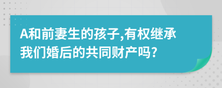 A和前妻生的孩子,有权继承我们婚后的共同财产吗?