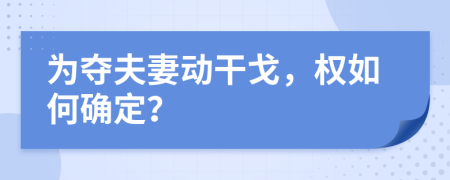 为夺夫妻动干戈，权如何确定？