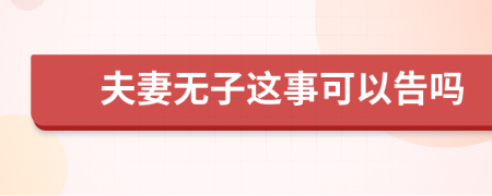 夫妻无子这事可以告吗
