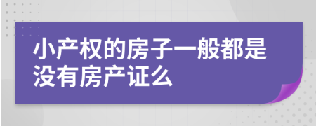 小产权的房子一般都是没有房产证么