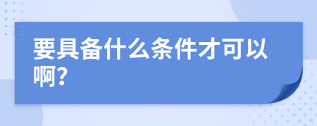 要具备什么条件才可以啊？