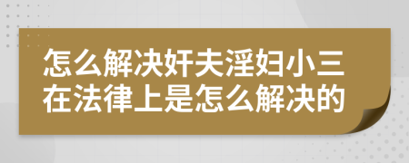 怎么解决奸夫淫妇小三在法律上是怎么解决的