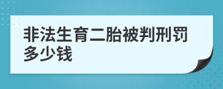 非法生育二胎被判刑罚多少钱