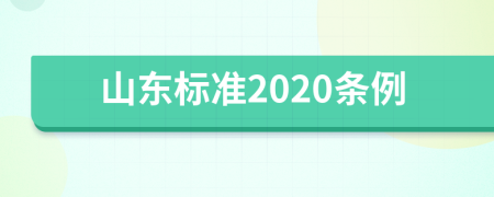 山东标准2020条例