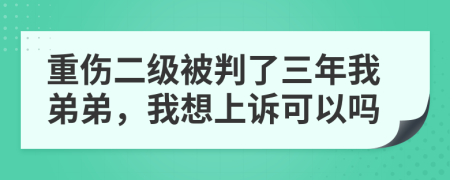 重伤二级被判了三年我弟弟，我想上诉可以吗