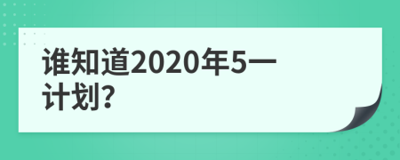 谁知道2020年5一计划？