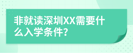 非就读深圳XX需要什么入学条件？