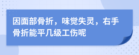 因面部骨折，味觉失灵，右手骨折能平几级工伤呢