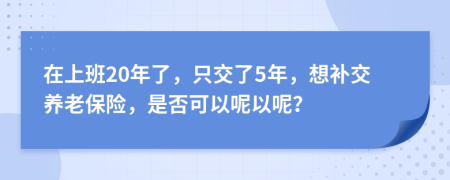 在上班20年了，只交了5年，想补交养老保险，是否可以呢以呢？