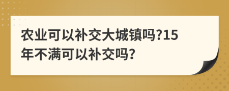 农业可以补交大城镇吗?15年不满可以补交吗？