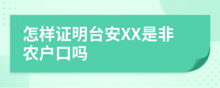 怎样证明台安XX是非农户口吗
