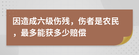 因造成六级伤残，伤者是农民，最多能获多少赔偿