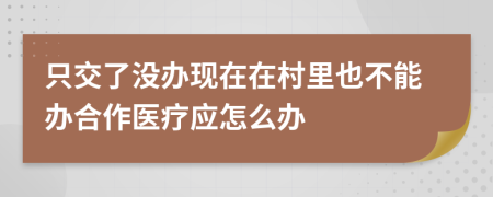 只交了没办现在在村里也不能办合作医疗应怎么办