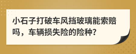 小石子打破车风挡玻璃能索赔吗，车辆损失险的险种？