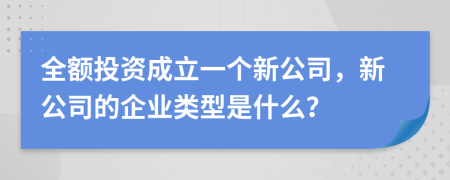 全额投资成立一个新公司，新公司的企业类型是什么？