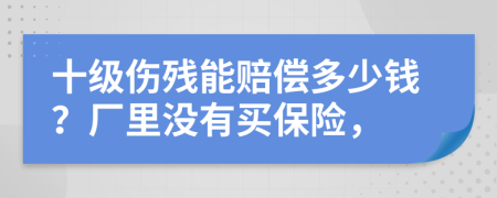 十级伤残能赔偿多少钱？厂里没有买保险，