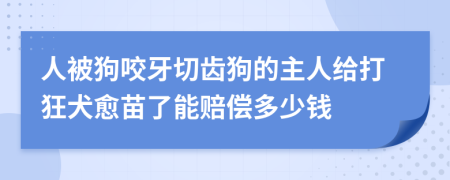 人被狗咬牙切齿狗的主人给打狂犬愈苗了能赔偿多少钱