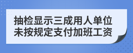 抽检显示三成用人单位未按规定支付加班工资