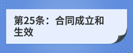 第25条：合同成立和生效