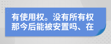 有使用权。没有所有权那今后能被安置吗、在