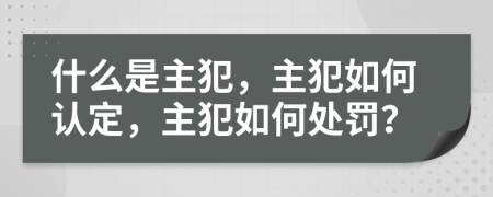 什么是主犯，主犯如何认定，主犯如何处罚？