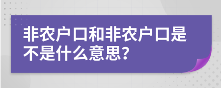 非农户口和非农户口是不是什么意思？