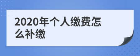 2020年个人缴费怎么补缴