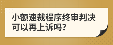 小额速裁程序终审判决可以再上诉吗？