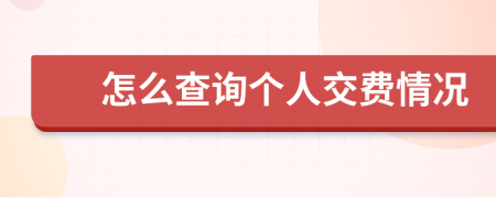 怎么查询个人交费情况