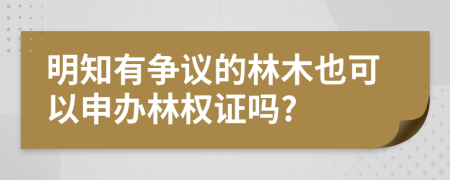 明知有争议的林木也可以申办林权证吗?