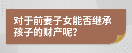 对于前妻子女能否继承孩子的财产呢？