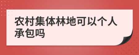 农村集体林地可以个人承包吗