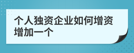 个人独资企业如何增资增加一个