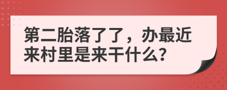 第二胎落了了，办最近来村里是来干什么？