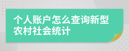 个人账户怎么查询新型农村社会统计