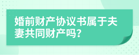 婚前财产协议书属于夫妻共同财产吗？