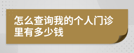 怎么查询我的个人门诊里有多少钱