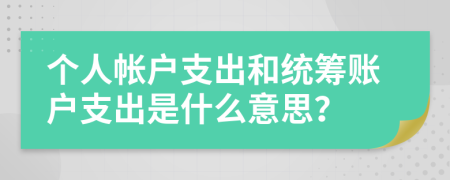 个人帐户支出和统筹账户支出是什么意思？