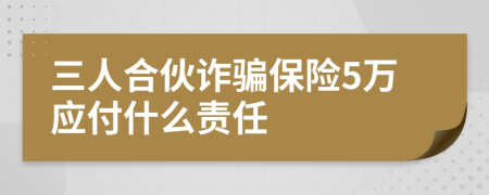三人合伙诈骗保险5万应付什么责任