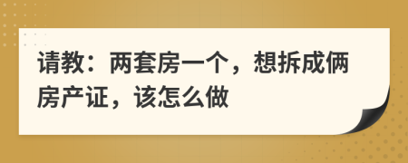 请教：两套房一个，想拆成俩房产证，该怎么做