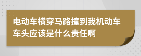 电动车横穿马路撞到我机动车车头应该是什么责任啊