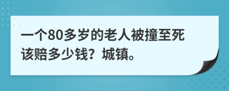 一个80多岁的老人被撞至死该赔多少钱？城镇。