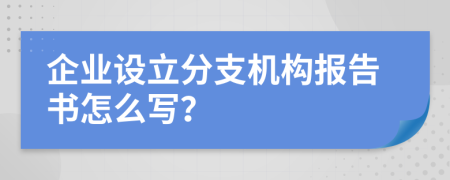 企业设立分支机构报告书怎么写？