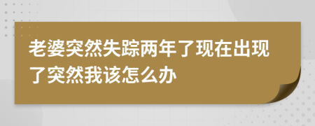 老婆突然失踪两年了现在出现了突然我该怎么办