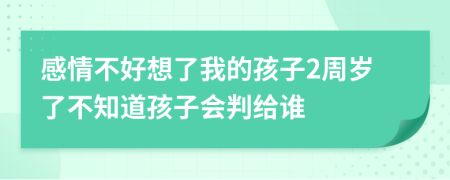 感情不好想了我的孩子2周岁了不知道孩子会判给谁