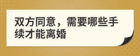 双方同意，需要哪些手续才能离婚