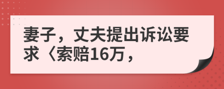 妻子，丈夫提出诉讼要求〈索赔16万，